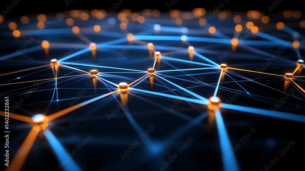 Aufkleber abstract representation of interconnected nodes and lines showcasing digital networking in a dark sp