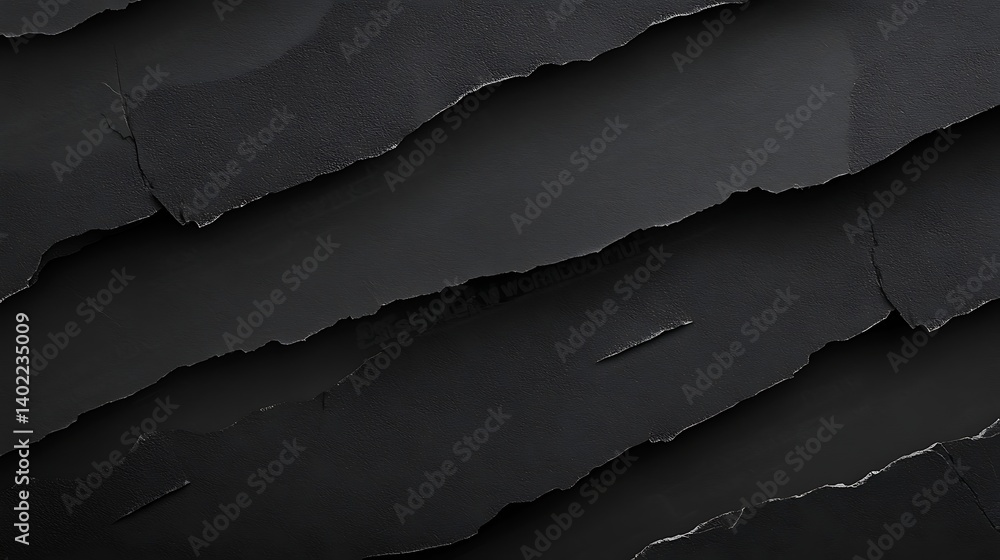 Aufkleber abstract texture of layered black paper with torn edges creating depth and contrast in a minimalist 