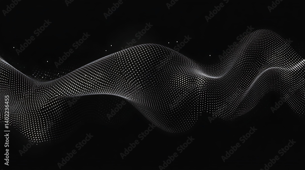 Aufkleber abstract wave pattern with dots on a black background, creating a sense of motion and depth