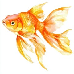Fototapeta premium Colorful Goldfish Swimming Gracefully in Bright Watercolor Style