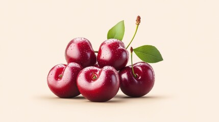 Delicious cherries cut out. Based on Generative AI.