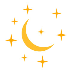 Obraz premium Crescent Moon and Sparkling Stars in a Serene Night Sky