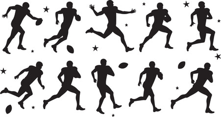  American football silhouette design (with players holding the USA flag)