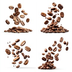 Obraz premium Coffee beans flying mid-air, isolate on white background. Mix Collection.