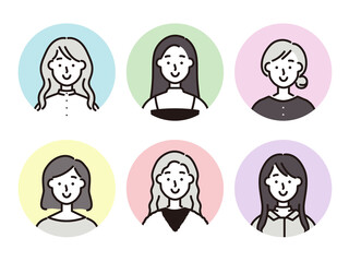色々な女性のアイコン
