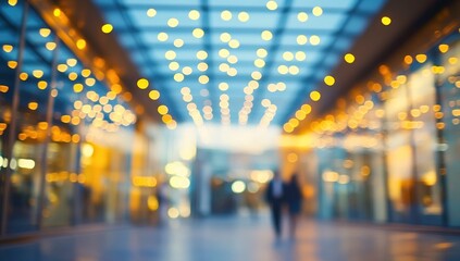 Evening Stroll Through a Luminous Shopping Arcade: A Blurred Symphony of Lights and Ambiance
