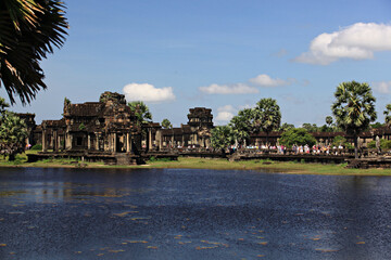 Siem Reap Cambodia- 20 October 2013: Tourists take pictures of the beauty Angkor Wat, World Famous Heritage Site most popular tourist attractions © kosin_sukhum