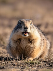Fototapeta premium Alert Groundhog in Natural Setting 