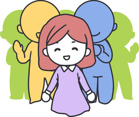 Girl with Team Support and Motivation Artwork. Represents support, motivation, leadership, and achievement, Perfect for themes related to success, teamwork, empowerment, and personal growth.