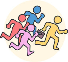 Silhouette Runners with Business Leader Vector Art. Perfect for use in presentations, business concepts, leadership training, or motivational content