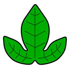 シンプルな葉っぱ（線あり）