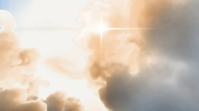 Heavenly light among clouds animated overlay, transparent 4K video, alpha channel, ProRes 4444