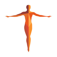 Abstract Geometric Human Figure in Orange and Brown Tones