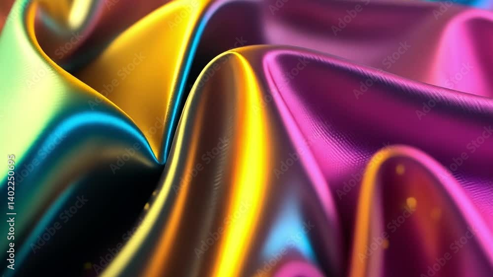 Aufkleber vibrant and colorful fabric waves with smooth texture create mesmerizing visual effect, showcasing d