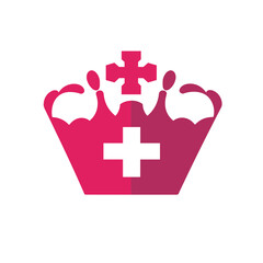 Obraz premium Pink and White Crown Symbol with Crosses