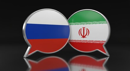 Obraz premium Diplomatic discourse illustration depicting Russia and Iran communication channels