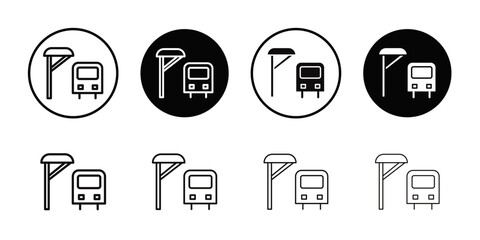 Bus stop stand icon Flat art illustration in outline