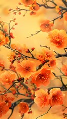 orange flowers on black background