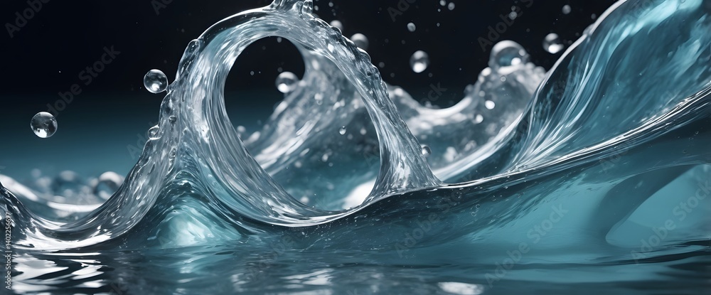 Poster water splash abstract: a mesmerizing abstract image of a water splash, with a dynamic swirl of cryst