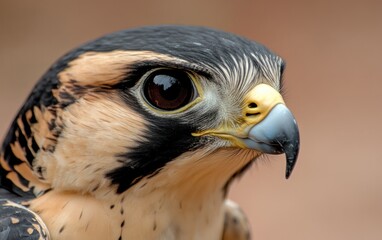 Fototapeta premium Closeup Falcon Portrait: Intense Gaze and