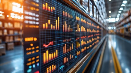Data Visualization on Warehouse Shelves with Colorful Graphs and Charts