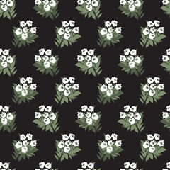 Elegant White Tulips Bouquets in the Dark Pattern can be use for background and apparel design
