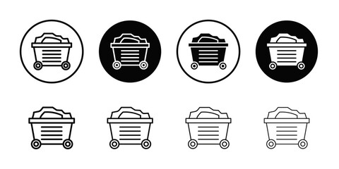 Mining Cart icon Flat art illustration in outline