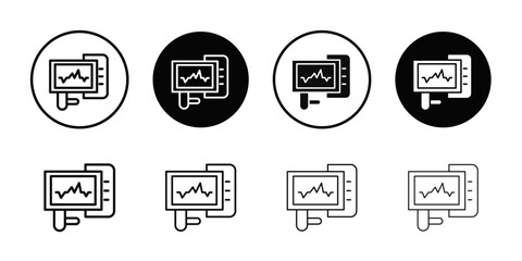 Portable electrocardiogram icon Flat art illustration in outline