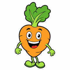 Funny vegetables retro cartoon character vector vintage groovy organic