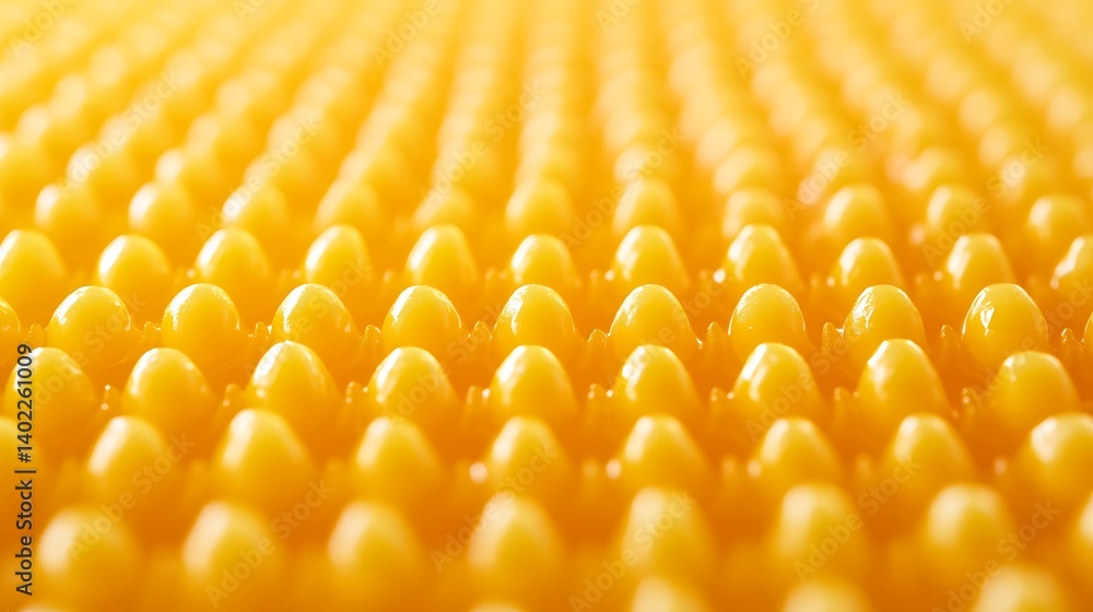 Poster close-up view of vibrant yellow honeycomb structure showcasing intricate patterns and textures
