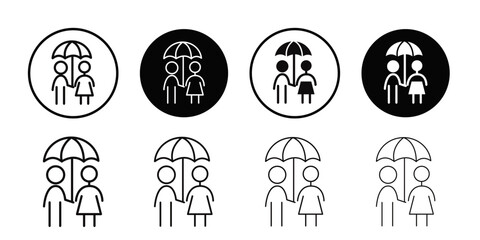 Umbrella sharing Icon Flat art illustration in outline