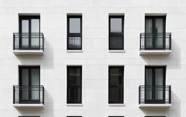 Fototapeta premium Modern Apartment Building Facade: Symmetrical