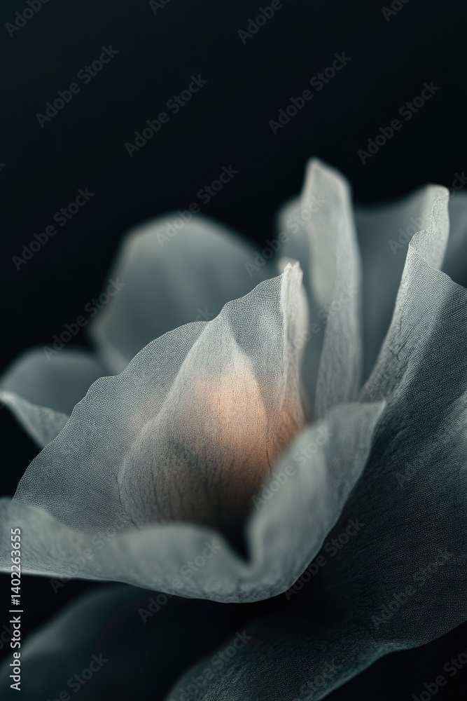 Poster delicate petals softly illuminated, creating an ethereal atmosph