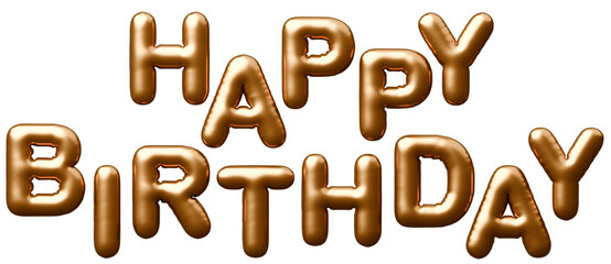 3D画像_風船_HAPPY BIRTHDAY_ゴールド