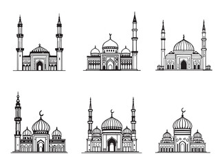 Fototapeta premium Prophets Mosque Simple Outline Drawing