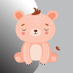 Cute cartoon, orange fur, round ears silhouettes  vector 