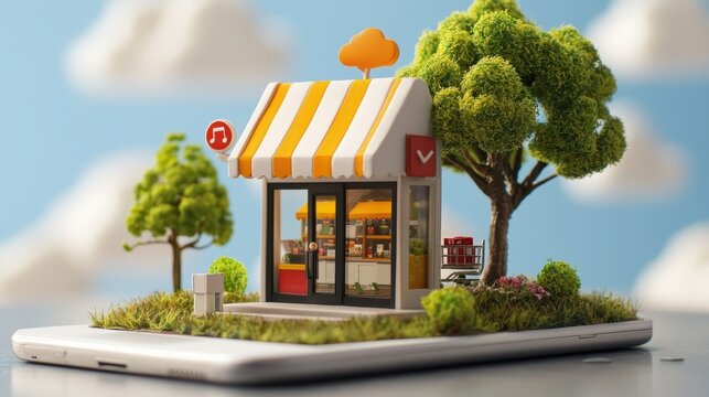 Cute online store, idyllic digital storefront.