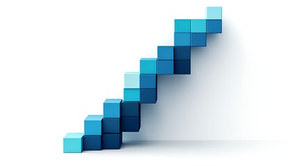 Fototapeta premium 3D Gradient Blue Bar Chart, Abstract 3D bar chart with gradient blue bars on a white background