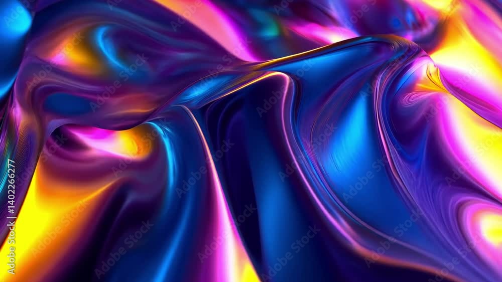 Poster vibrant and colorful abstract background with smooth waves of blue, purple, and yellow, showcasing d