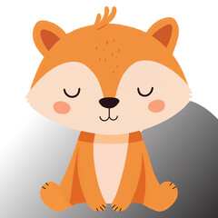 Cute cartoon, orange fur, round ears silhouettes  vector 