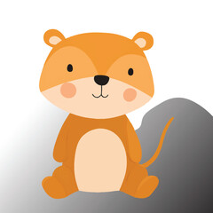 Cute cartoon, orange fur, round ears silhouettes  vector 