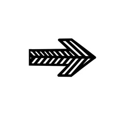 Hand drawn arrow pointing right with diagonal stripes
