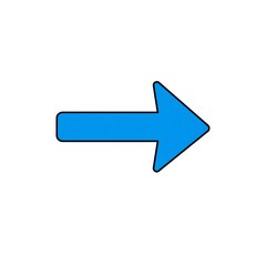 Blue arrow pointing right on white background