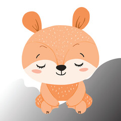 Cute cartoon orange fur, round ears silhouettes  vector 