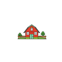 Rural farmhouse on white background