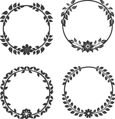Hand-Drawn Floral Sketch with Curved Branches Frame Art & Illustration