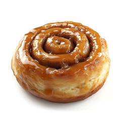 Fototapeta premium A freshly baked cinnamon roll with soft dough, golden-brown glaze, and cinnamon swirl