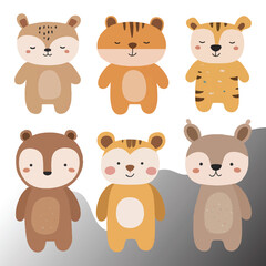 set of teddy bears silhouettes set - vector 