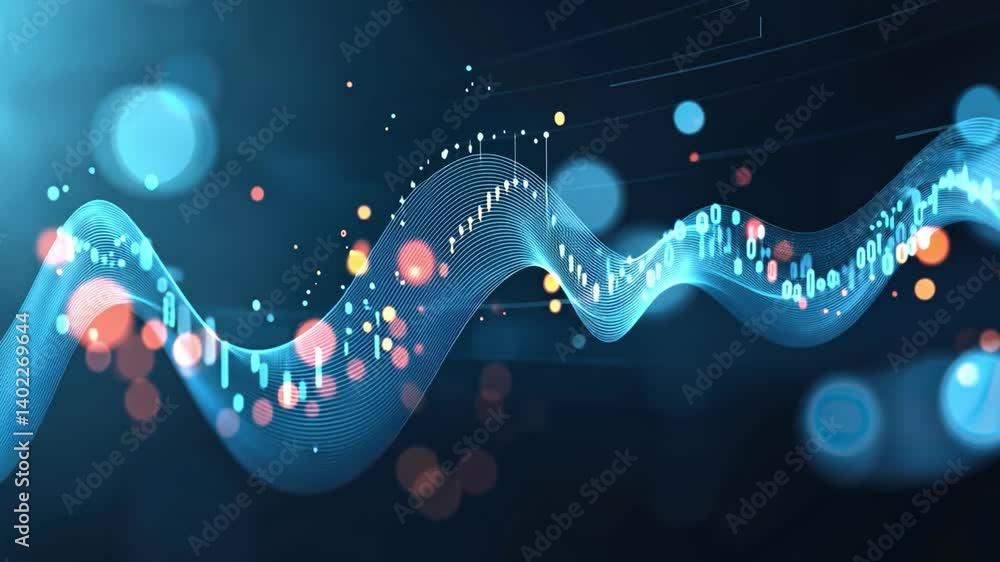 Poster digital wave an abstract visualization of technology and innovation through vibrant colors, patterns