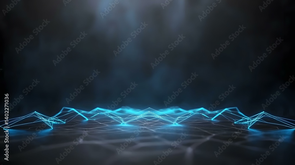 Poster the image contains a dark, moody background with a series of interconnected glowing blue lines formi